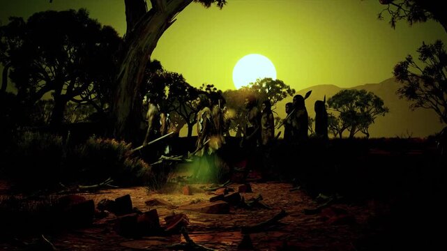 CGI Prehistoric Scene: Early Human Ancestor Exploring Lush Primitive Woodland