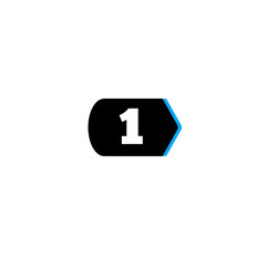 Fototapeta premium Black and blue rounded rectangle with the number 1 inside