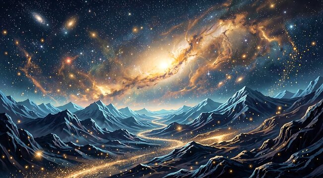 The magnificent mountains and rivers where the stars blend in the snow