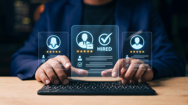 hiring, recruitment, resume, cv, candidate, selection, hr, job, career, employment, talent, management, concept, hr checking cv of candidate and hire