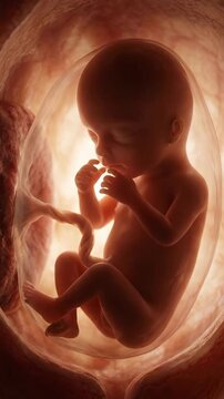 Fetal growth visualize: fetus develop, uterus chamber, amniotic environment, umbilical connection, human life, prenatal stage, womb habitat, gestation period.