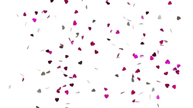 Falling Heart Confetti Animation with Alpha Mask for Valentine and Wedding Anniversary