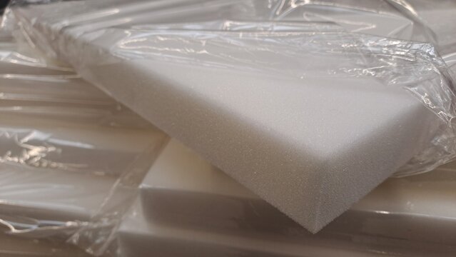 Foam Rubber, close-up on white rectangular panels