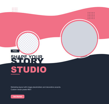 Creative studio branding mockup combines abstract shapes and bold typography to shape a compelling visual identity for storytelling services.