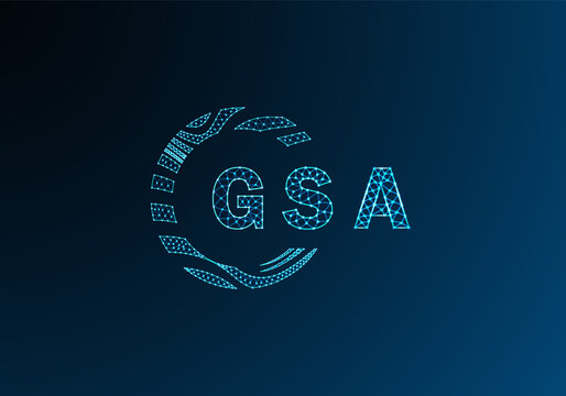 GSA low poly letter logo vector design. GSA lower poly logo design. GSA unique low poly logo design.