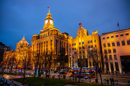 historical buildings on the Bund in Shanghai