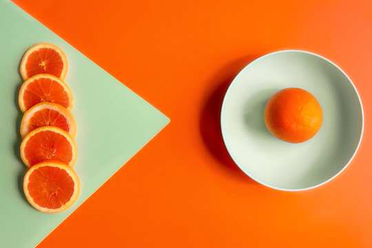 Modern Art of Orange Slices and Orange