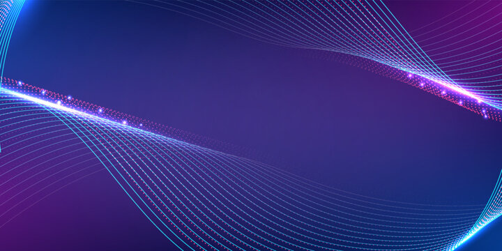 Abstract digital wave background. Design for neon lines curve light  virtual reality gaming metaverse and future technology concept.
