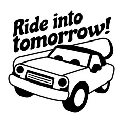 Fototapeta premium Car ride sticker in glyph style 