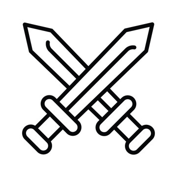 Crossed swords line icon representing battle, combat, and competition