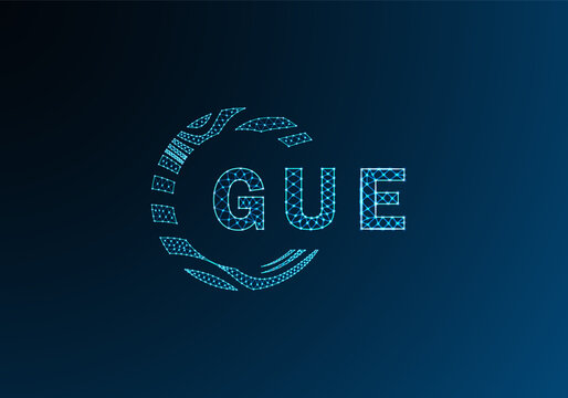 GUE low poly letter logo vector design. GUE lower poly logo design. GUE unique low poly logo design.