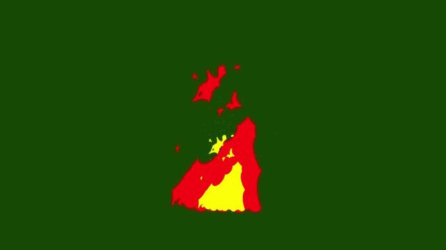 2D Cartoon Smoke and Fire Animation on Green Screen