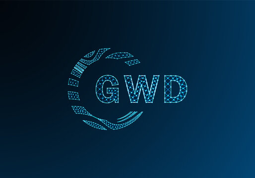 GWD low poly letter logo vector design. GWD lower poly logo design. GWD unique low poly logo design.