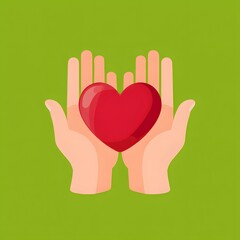 Obraz premium Hand holding heart symbol of love care and romance illustration