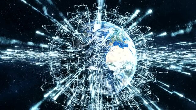 Global network and earth connection.