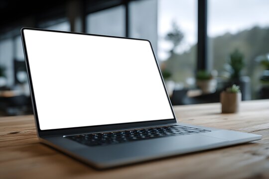 AI content management system interface overlay laptop clean desk