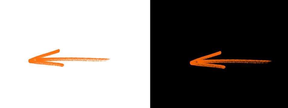 Neon Orange Up Right Diagonal Arrow on White and Black Background