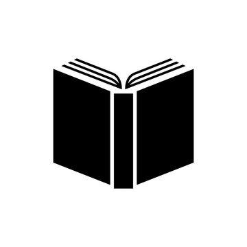 Open Book Icon Black Color.