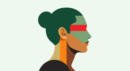 Abstract portrait profile with geometric design © Stylo