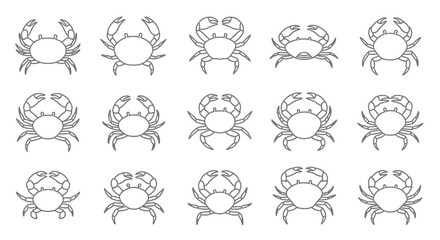 Stylized crabs repeating pattern in linear outline for design elements © Kali