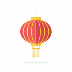 Obraz premium Red and yellow Chinese lantern with tassel