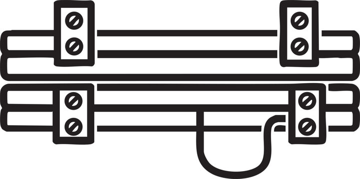 Black and white illustration of industrial pipe clamp