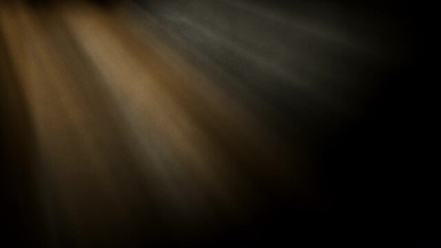 Sun Beams Overlay with Atmospheric Haze Isolated on Black Background.