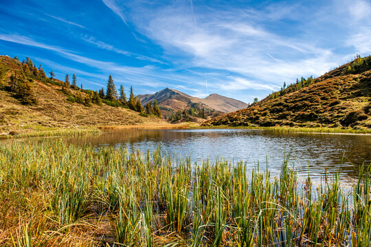 Idyllic mountain lake in Grossarl Valley of the Austrian Alps