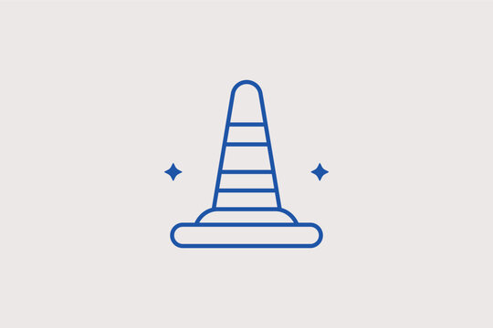 Traffic cone line icon for road work safety and construction zone warnings. High-visibility vector illustration for city maintenance guides and driving safety mobile apps.