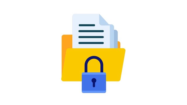 Secure folder with confidential document locking animation