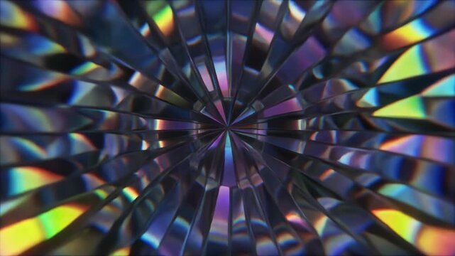 液晶分子の配向変化が生む偏光カラーの幾何学背景アニメーション