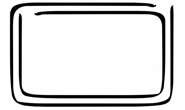 Hand drawn rounded rectangle frame with bold black outline, double border style on white background.for,text,labels, posters, cards, and layout design. Copy space