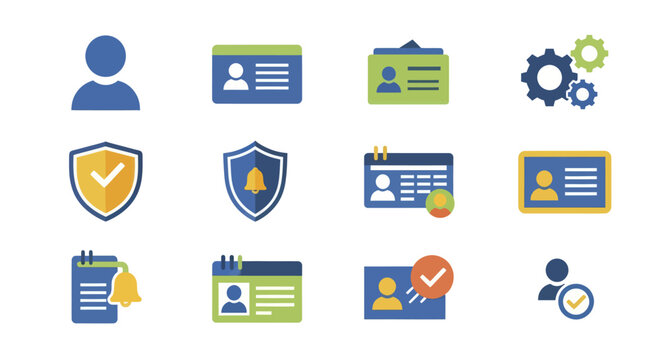 Collection of user identification and security icons for digital platforms.