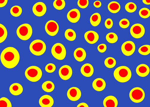 Abstract vibrant geometric polka dot pattern on blue background