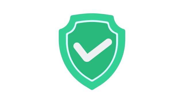 Green shield protection checkmark animated icon