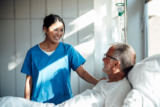 Nurse providing care and support to a patient in a hospital setting