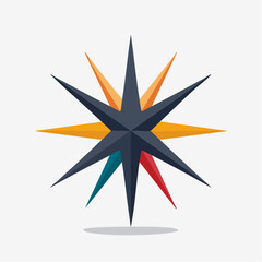 Obraz premium Abstract Starburst Compass Rose with Multiple Colors