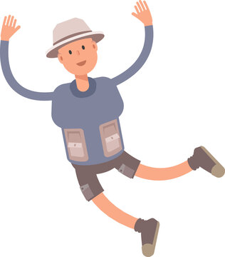 Tourist Character Relaxing and Jumping

