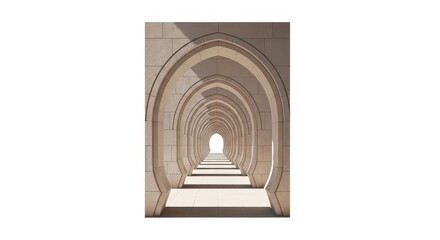 Fototapeta premium Architectural Tunnel Pathway Through Stone Arches and Walls