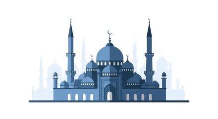 Fototapeta premium Beautiful Blue Mosque Illustration Vector Islamic Architecture Stock Image