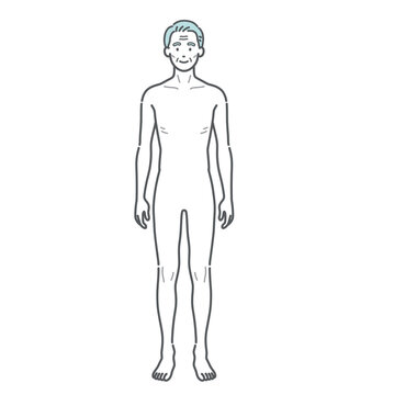 痩せ型のシニア男性の全身イラスト（正面）