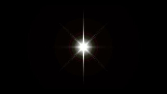 Magic sparkle white cartoon, flat, vector, doodles video, glowing light effect on black background. Twinkle light glitter stars, blinking shine twinkle magic looping animation. 4k video