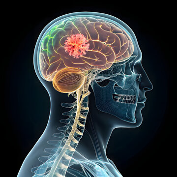Brain Nervous System concept. thinking processes and psychology, deep learning, human brain, thinking concept.  Machine learning and artificial intelligence