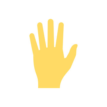 Yellow Hand Palm Facing Forward Closeup.