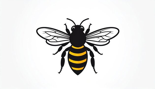 Stylized Black and Yellow Bee Illustration.