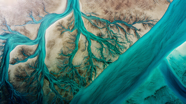 Fractal river delta aerial pattern