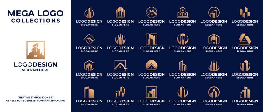 Set Of Luxury Real Estate Logo Design Template