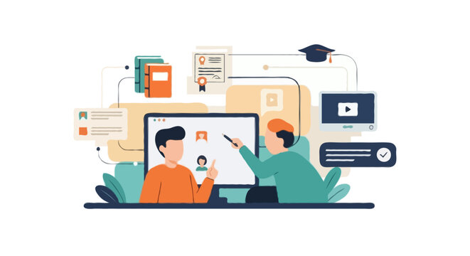 Online Learning Platform & E-Learning System &ndash; Flat Illustration