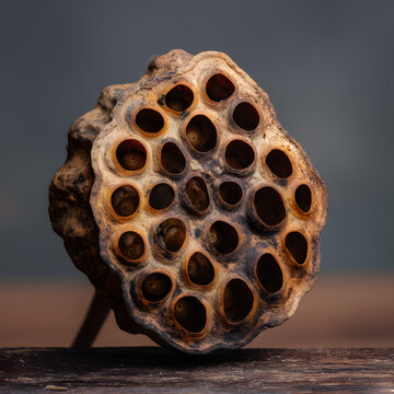 Dried lotus pod macro texture background