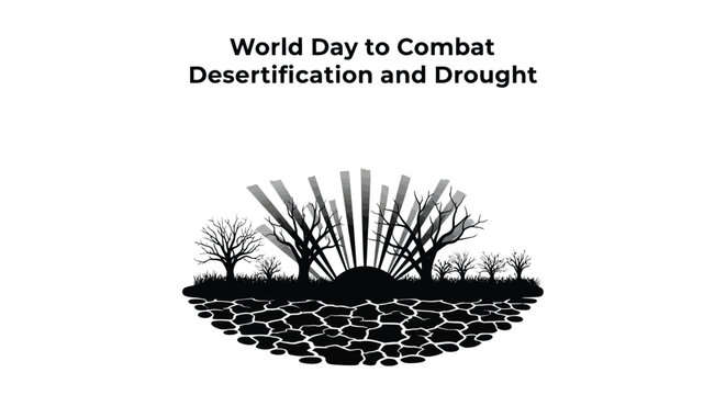 World day to combat desertification and drought graphic illustration symbolizing environmental crisis